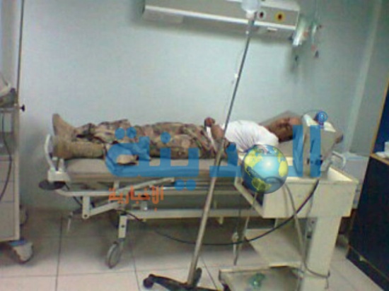 إصابة الرقيب الخالدي بالرصاص السوري ( صور )